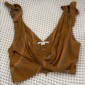 O’NEILL Brown and Blue Striped Crop Top